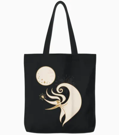 Disney the Nightmare Before Christmas Zero and the Full Moon T-Shirt, Black, S Tote Bags - Black