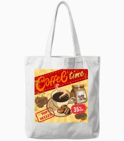 Vintage Retro Coffee Tote Bags - White