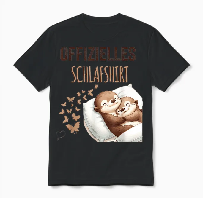 Official Sleep Shirt | Sea Otter Pyjamas Otter T-Shirt, White Unisex T-Shirt in Black