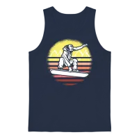 Snowboarding Retro Sunset Snowboarder Unisex Tank Top - Navy – 1