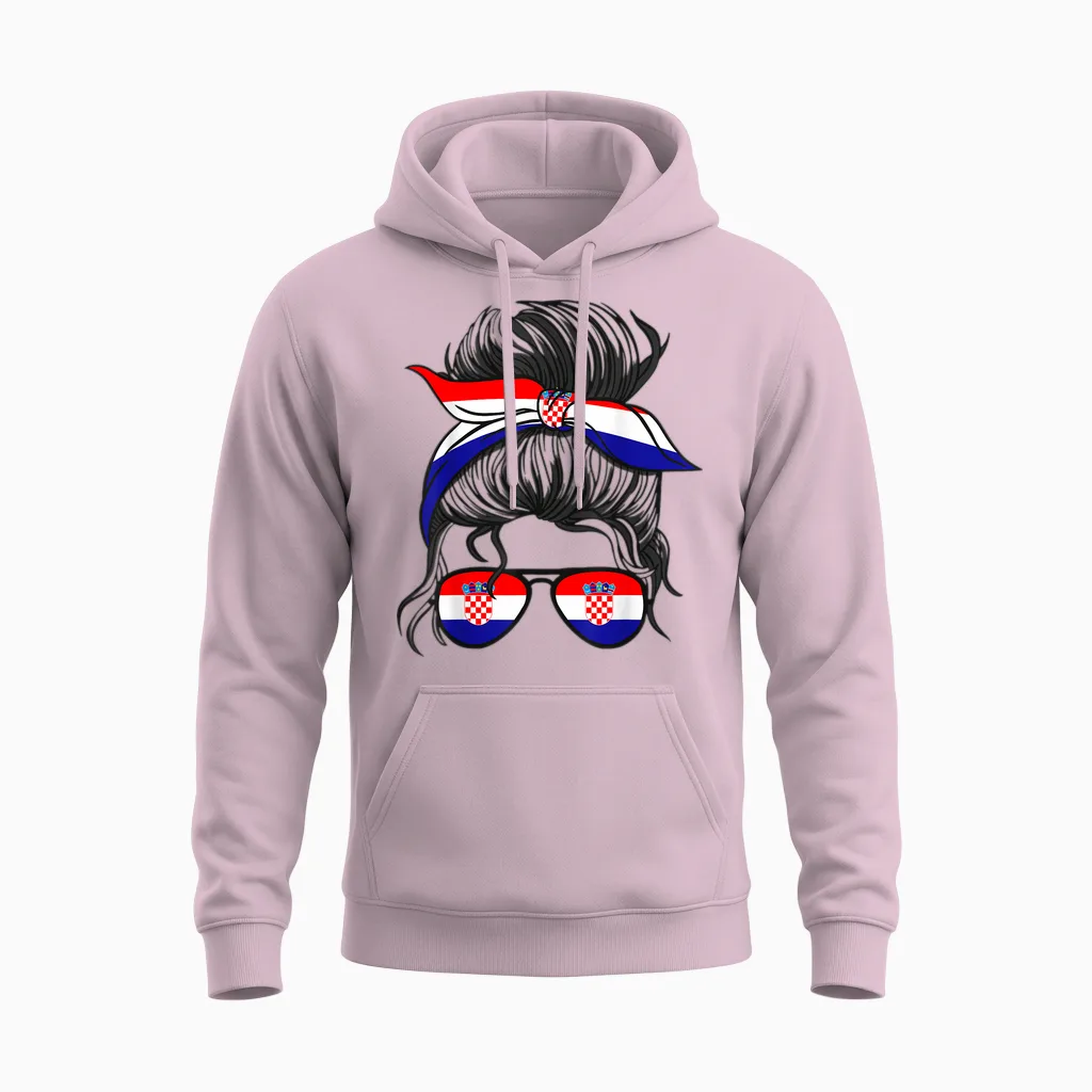 Hrvatska Kroatien Flagge Mädchen Kroatische Mädchen Kinder Unisex Hoodie in Light Pink