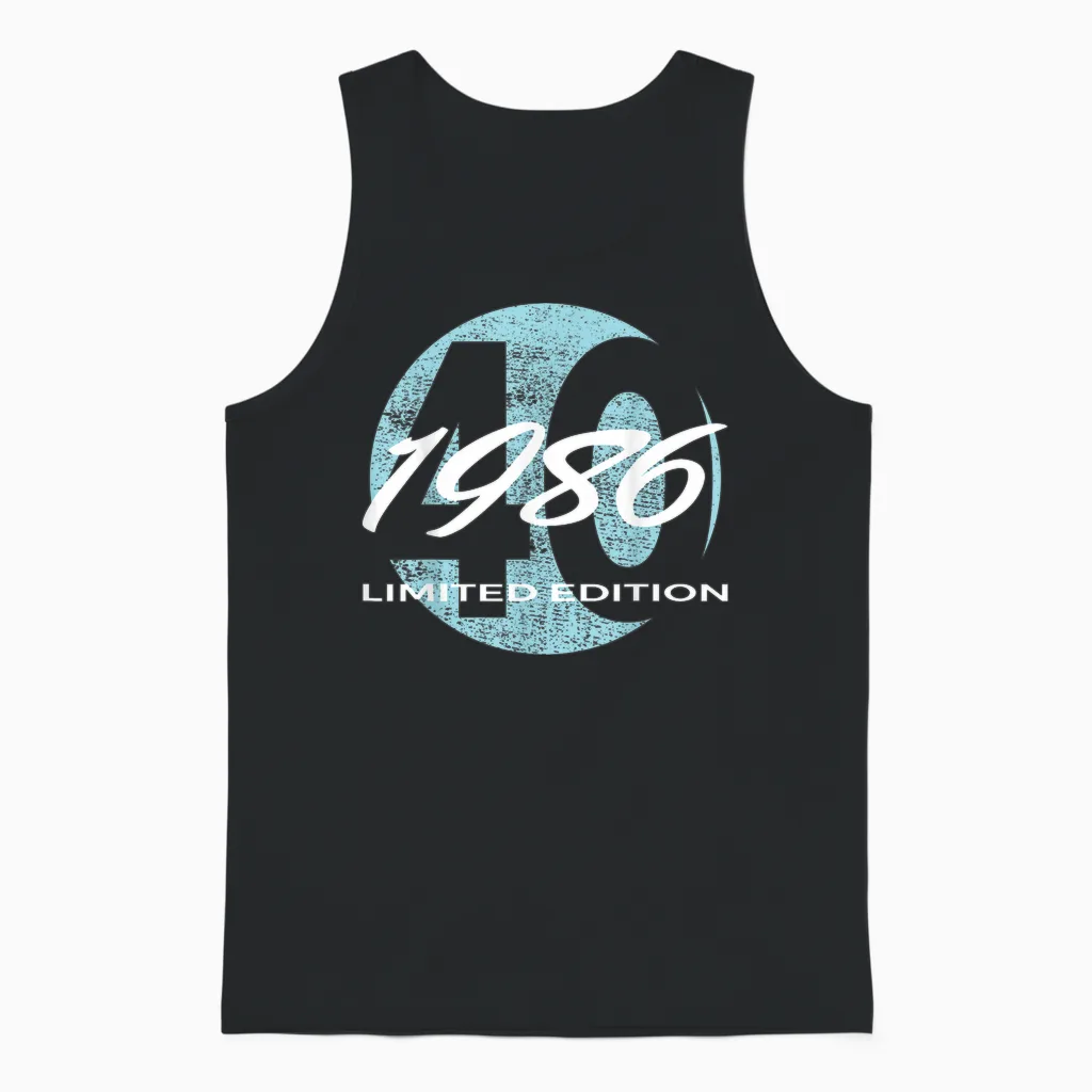 40th Birthday Man Woman 40 Years 1986 Funny Gift Unisex Tank Top in Black