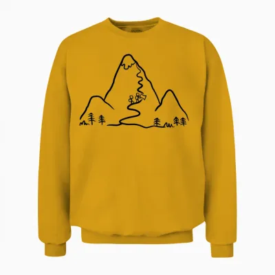 Hiking Illustration, Mountains Unisex Sweatshirt - Gold