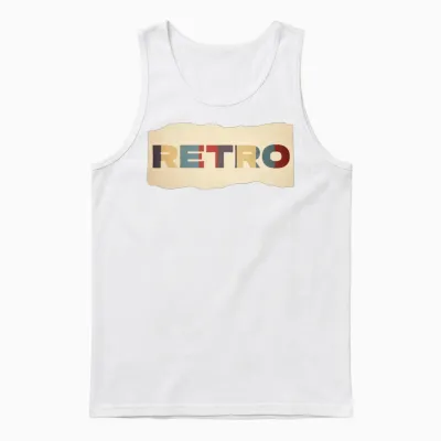 Retro Colorblock Letters Unisex Tank Top - White