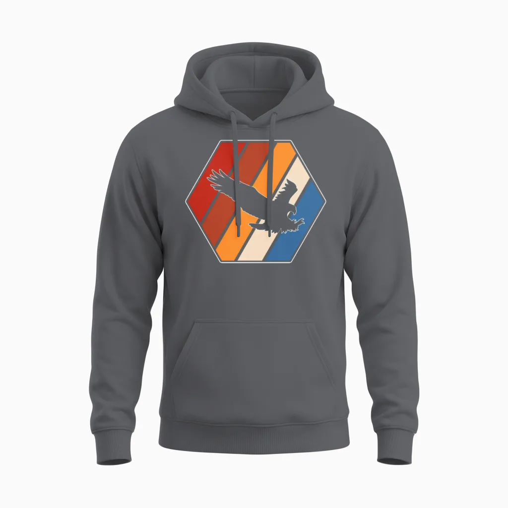 Eagle Retro Wildlife Unisex Hoodie in Charcoal