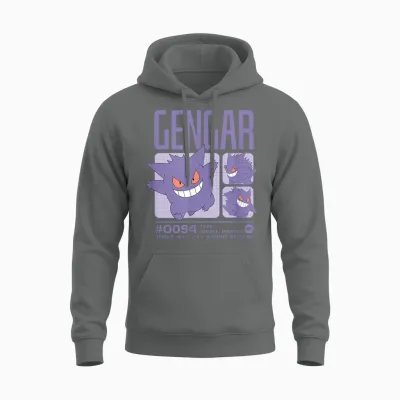 Pokémon - Gengar Pastel Stats Grid Unisex Hoodie - Graphite Heather