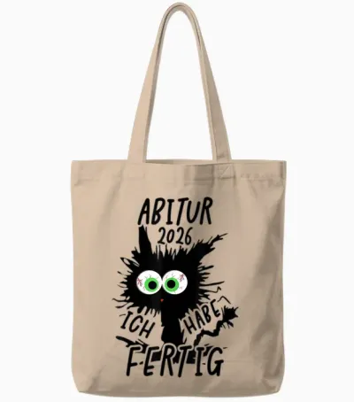 Abitur 2026 T-Shirt with German Text "ich Habe Fertig" Tote Bags - Natural