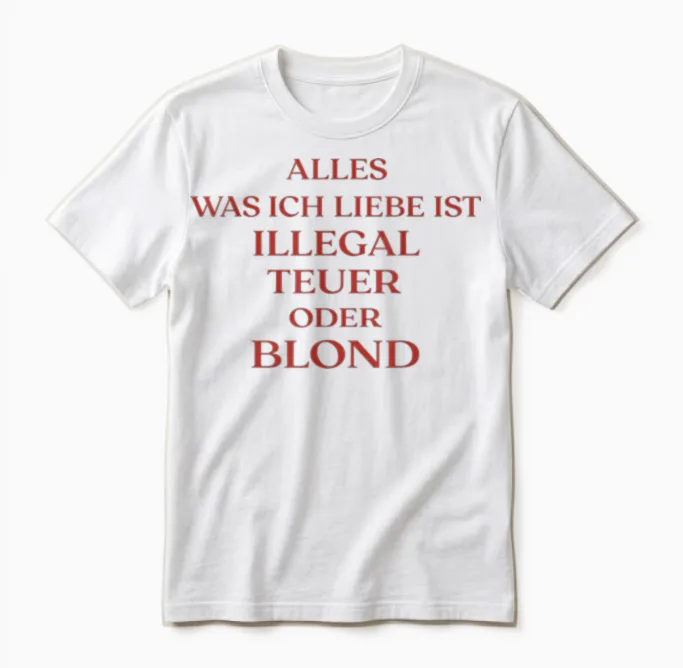 Alles Was Ich Liebe Ist Illegal Teuer Oder Blond - Männer Unisex T-Shirt in White