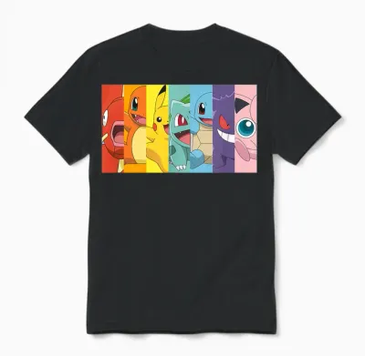 Pokémon Group Shot Poke Portrait Rainbow Unisex T-Shirt - Black