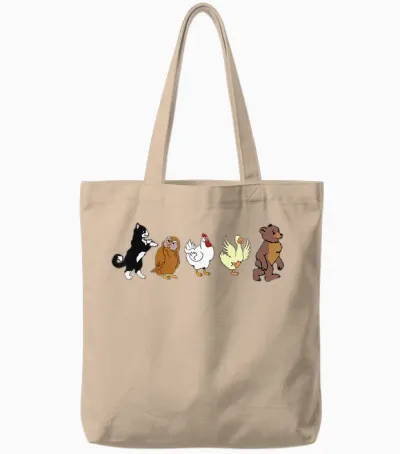 Little Bear Cartoon Animated Tv Show Graphics Animal Friends Tote Bags - Natural