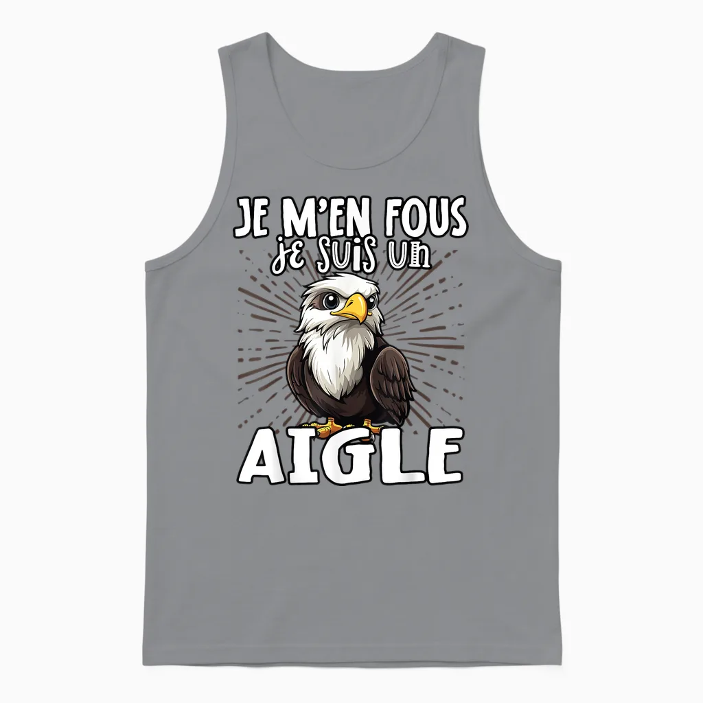 Je M'en Fous Je Suis Un Aigle - Sweet Bald Eagle T-Shirt, Black, S Unisex Tank Top in Sport Grey
