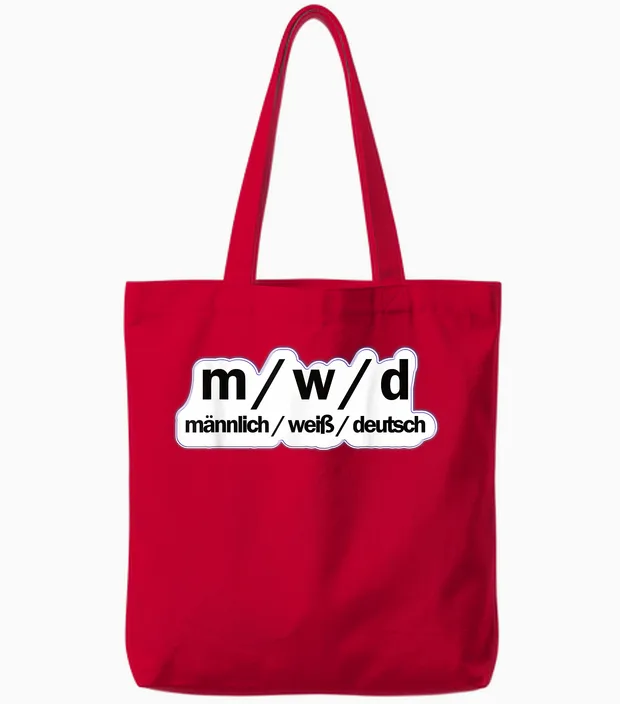 Male / White / German | Political Sayings T-Shirt, Black Tote Bags in Red
