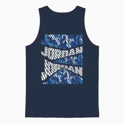 Diagonal Jordan Camo Pattern Blue Camouflage Unisex Tank Top - Navy