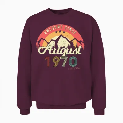 1970 August Retro Unisex Sweatshirt - Maroon