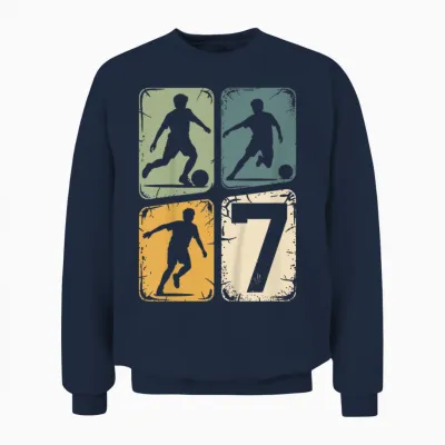 7. Geburtstag Junge Fußball Ball Jungs Fußballer 7 Jahre Unisex Sweatshirt - Navy