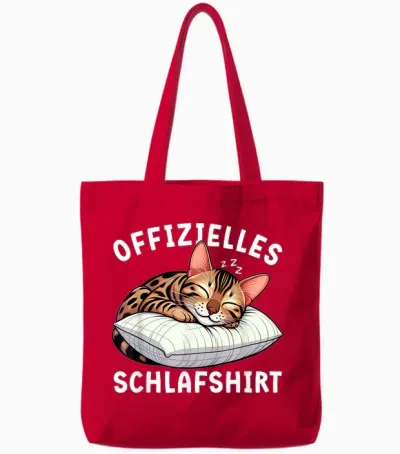 Offizielles Schlafshirt Bengal Katze Nickerchen Schlafanzug Tote Bags - Red