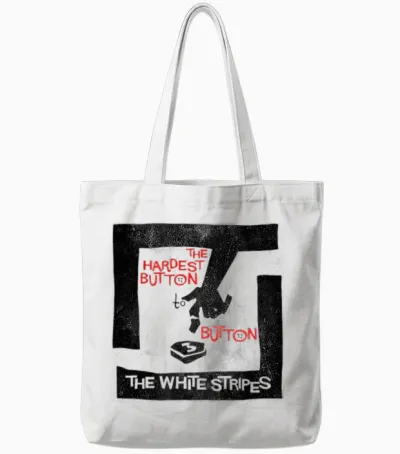 The Hardest Button White Stripes Tote Bags - White