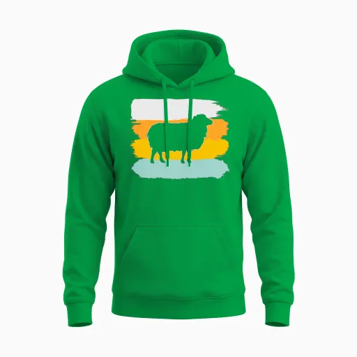 Sheep Retro Unisex Hoodie in Irish Green