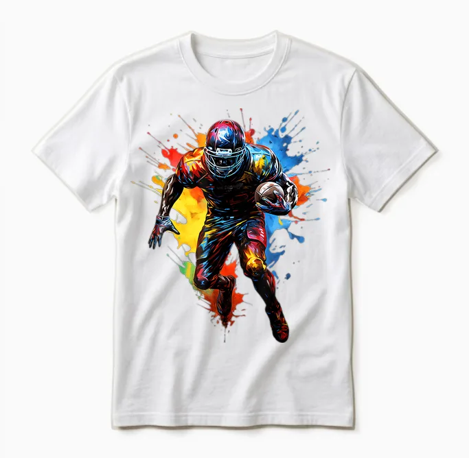 American Football Player Colour Unisex T-Shirt in White