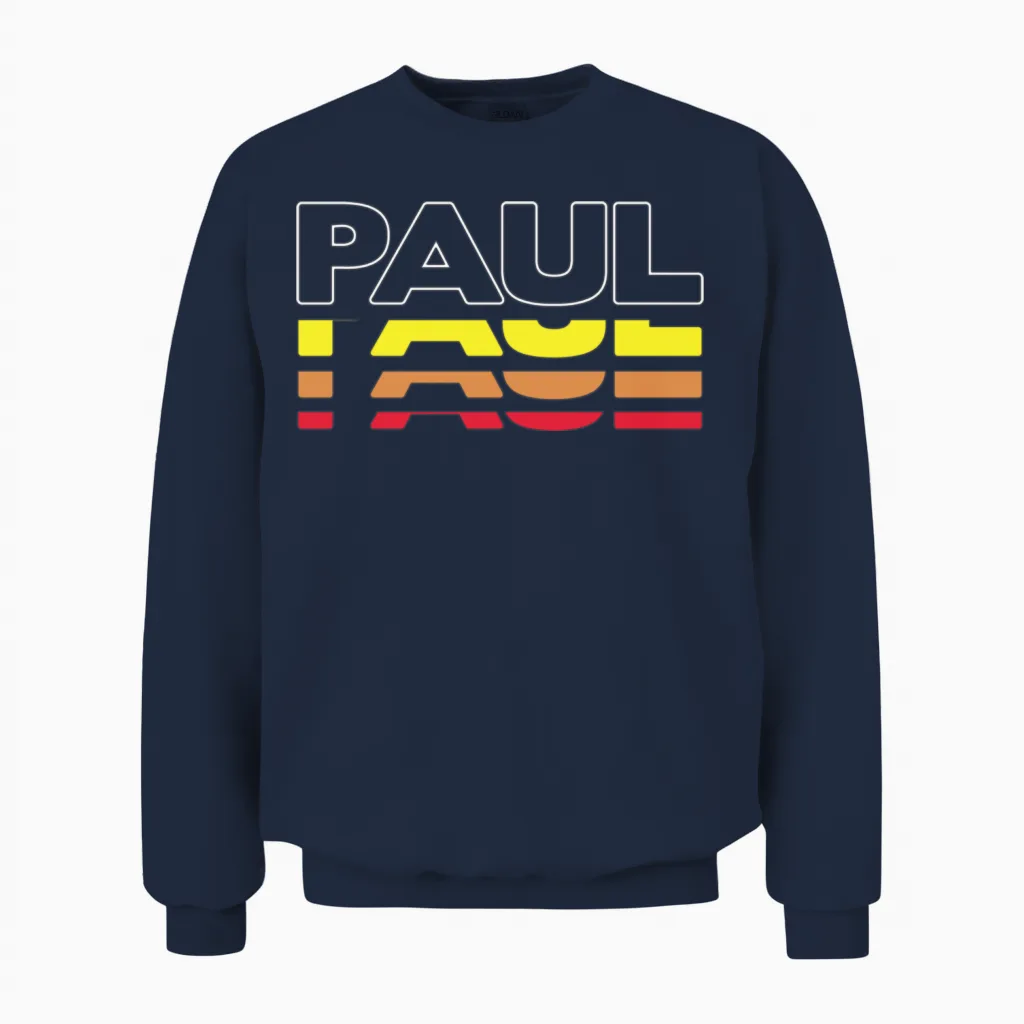 Paul First Name Funny Vintage Sunset Paul Unisex Sweatshirt in Navy
