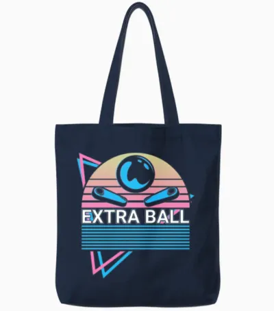 Pinball Machine Retro Tote Bags - Navy