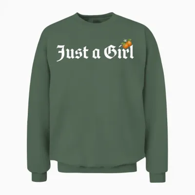 Just a Girl Gothic Blackletter Typography Design for Woman Unisex Sweatshirt - Military Green