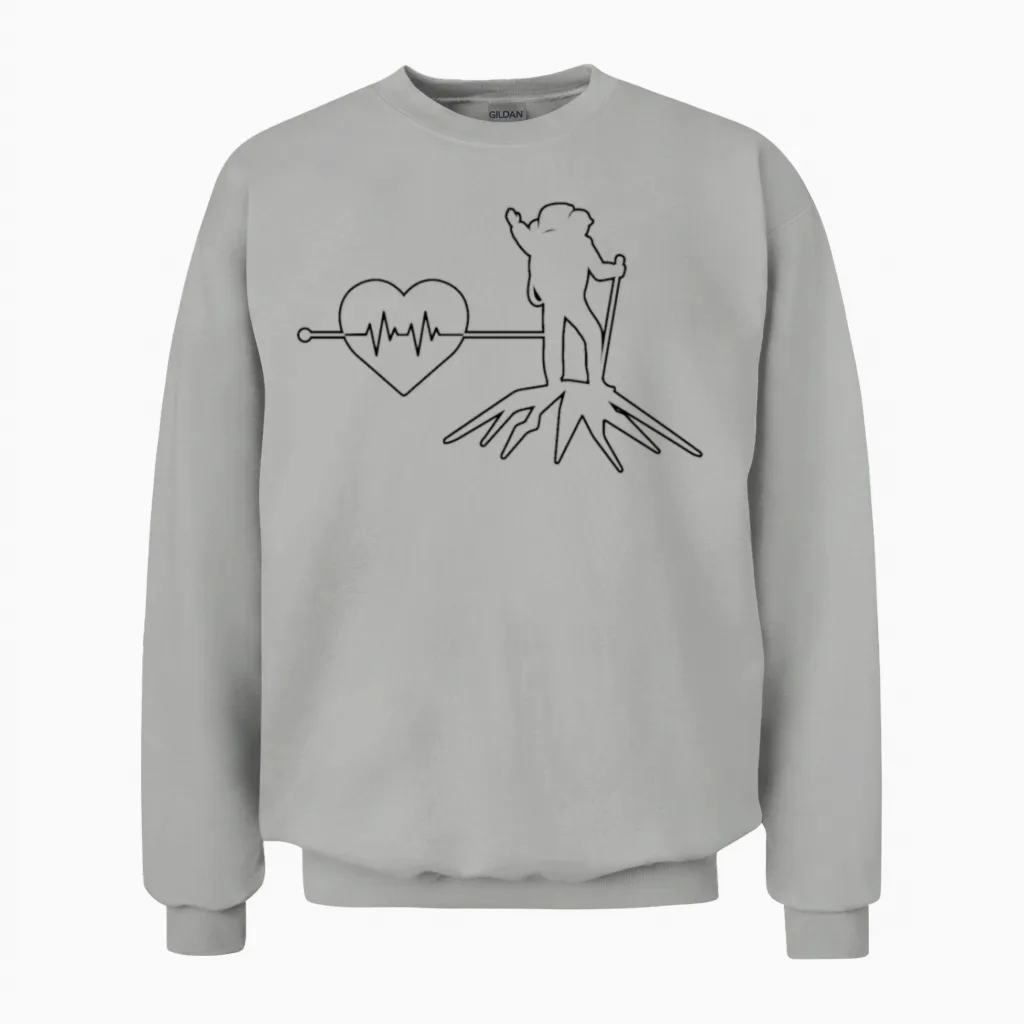 Hiking Heartbeat & Outdoors Gift Unisex Sweatshirt in Ash