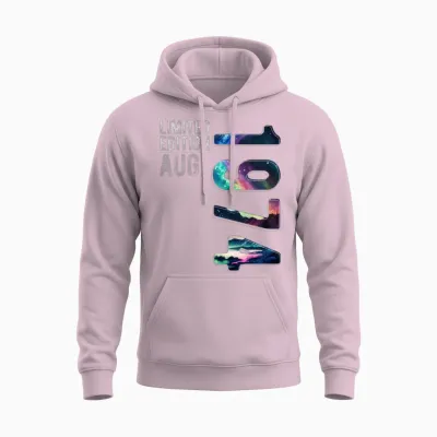 Limited Edition 1974 August Birthday Polar Lights Unisex Hoodie - Light Pink