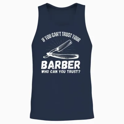 Funny Barber Unisex Tank Top - Navy