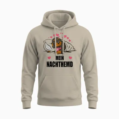 Süßes Nachthemd Mit Süßem Dackel Im Bett Unisex Hoodie - Sand