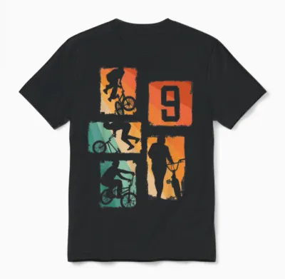 9th Birthday Boy Cool Bmx Bike Boys Bmx Fans Unisex T-Shirt - Black