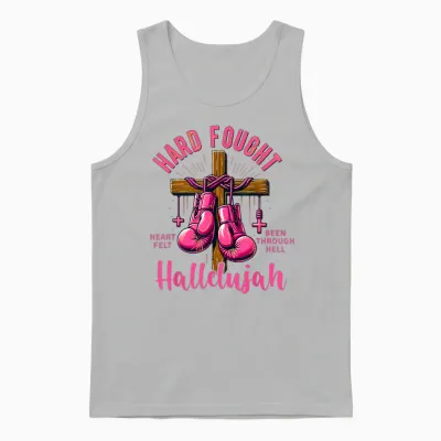 Brandon Hard Fought Hallelujah Praise Jesus Lake Unisex Tank Top - Ash