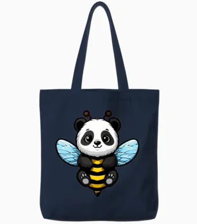 Funny Bumble Panda Tote Bags - Navy