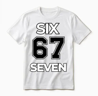 Six Seven Meme Funny of the Fluffy Kid 67 Trend Unisex T-Shirt - White