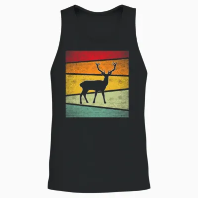 Deer Retro Unisex Tank Top - Black