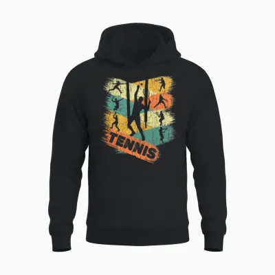 Retro Tennis Player Unisex Hoodie - Black