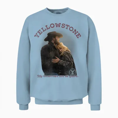 Yellowstone Beth and Rip Tomorrows T-Shirt, White, S Unisex Sweatshirt - Light Blue