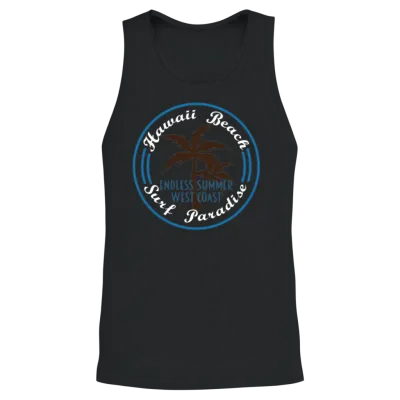 Fresh Hawaiian Style Tshirt Design Hawaii Beach Unisex Tank Top - Black