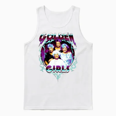 The Golden Girls Iconic 80s Metal Vibes Group Shot Portrait T-Shirt, Black Unisex Tank Top - White
