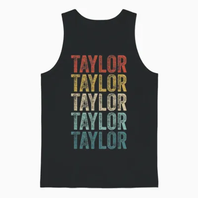 Name Retro Kids Fans Men Women Taylor T-Shirt, White, S Unisex Tank Top - Black