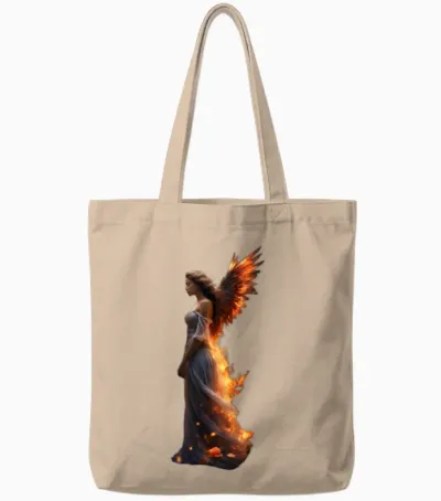 Phoenix Wings Angel Woman with Butterflies Tote Bags - Natural
