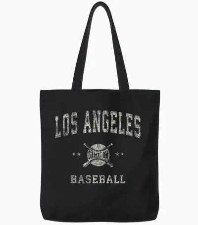 Los Angeles La Vintage Baseball Throwback Retro Design Tote Bags - Black