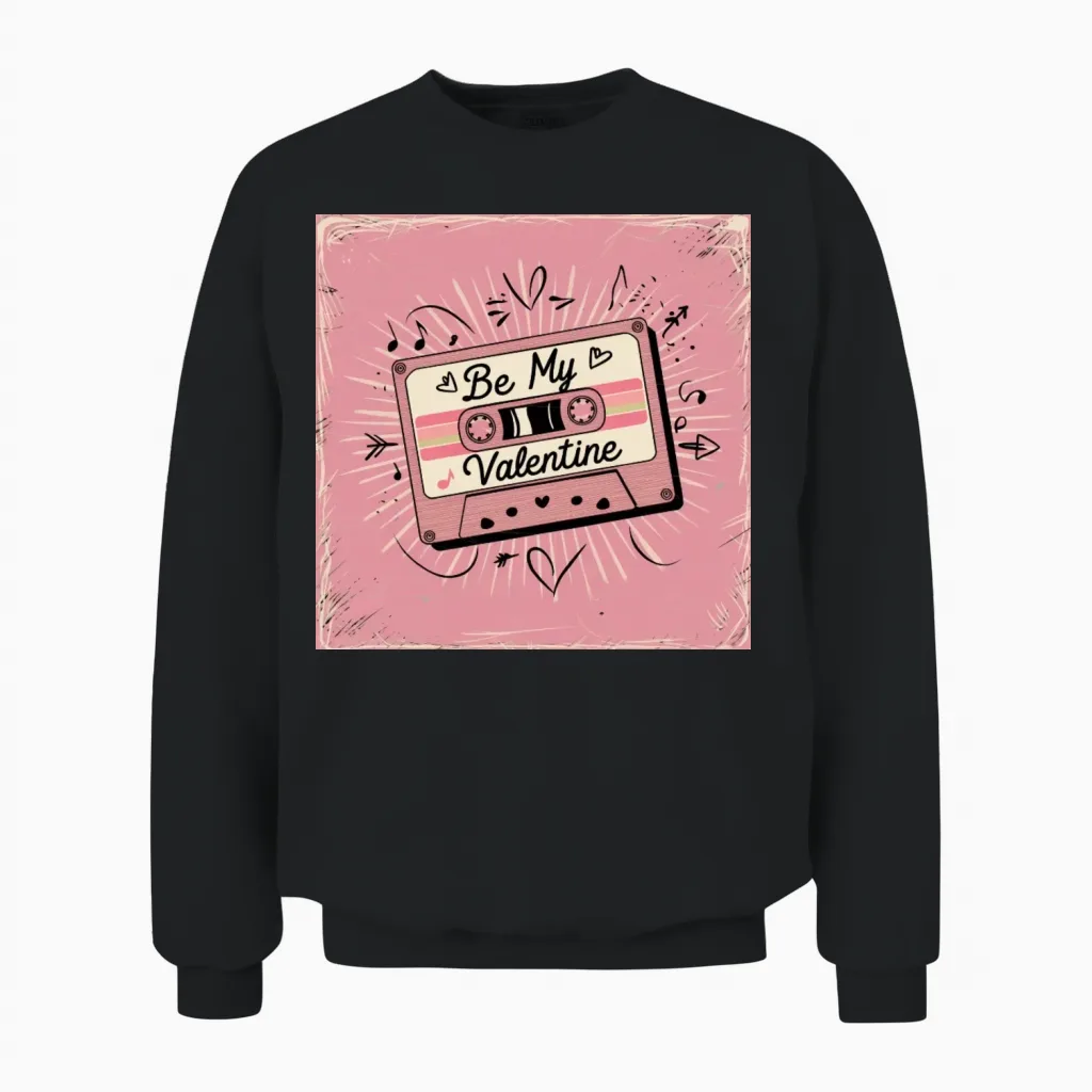 Valentine´s Retro Cassette Unisex Sweatshirt in Black