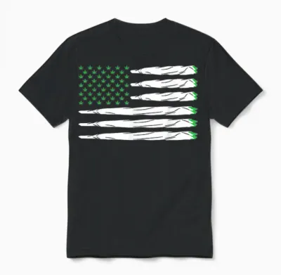Blunt American Flag Weed Marijuana Cannabis Usa T-Shirt Gift Unisex T-Shirt - Black