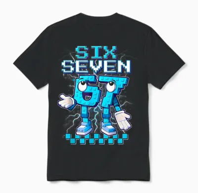67 6 7 Six Seven Meme 6 7 Italian Brainrot 67 Gaming Für Jungen Unisex T-Shirt - Black