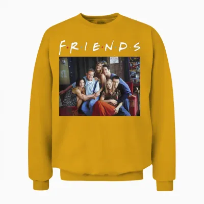 Friends Classic Logo Group Portrait T-Shirt Small Unisex Sweatshirt - Gold