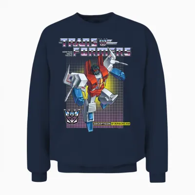 Transformers Decepticon Starscream T-Shirt, Herren, Unisex-Erwachsene, Kurzarm, Schwarz, S, Klassisch, Cartoon, Offiziell Lizenziert, Klassische Passform, Imported Unisex Sweatshirt - Navy