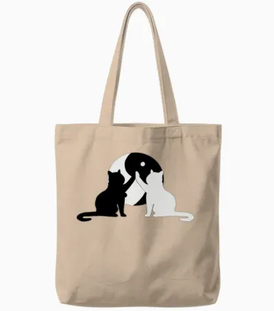 Yin Yang Cat Funny Cat Lover Tote Bags - Natural