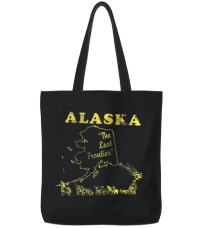 Alaska the Last Frontier Vintage Tote Bags - Black