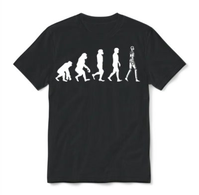 Retro Robots Evolution Robotics Unisex T-Shirt - Black